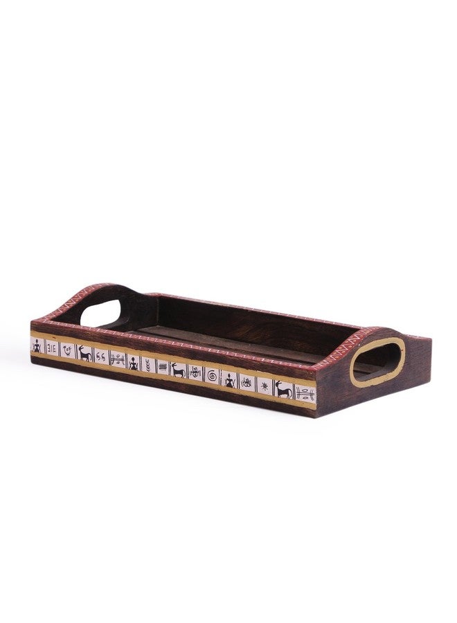 VarEesha Mango Wood Warli Painted Tray Set, Set of 2, Brown - Image 4