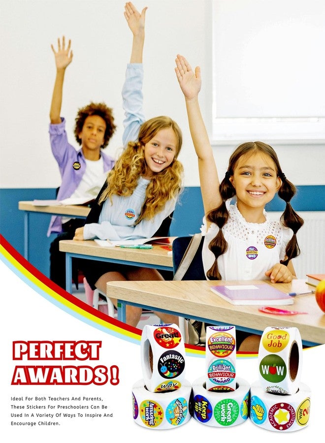 GAUENEEN 3000 Pcs Reward Stickers for Teachers, 6 Rolls of Motivational Stickers for Kids Students School Classroom in 48 Designs Styles - Image 5