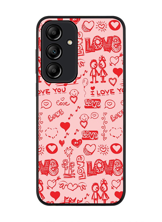 Stylizedd Rugged Black Edge Case for Samsung Galaxy A55, Slim fit Soft Case Flexible Rubber Edges Anti Drop TPU Gel Thin Cover -  Love Doodle - Image 1