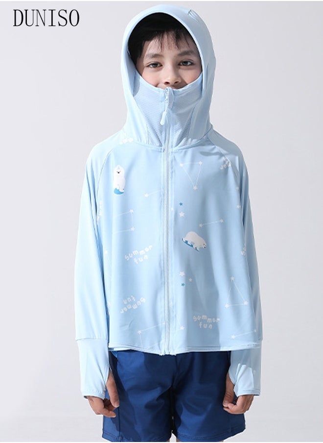 DUNISO Lightweight Sun Protection Clothing For Kids, UPF 50+ Long Sleeve Sun Protection Hoodie Shirt , Long Sleeve Ice Silk Hoodie Shirts for Outdoor Climbing Hiking  - Image 5