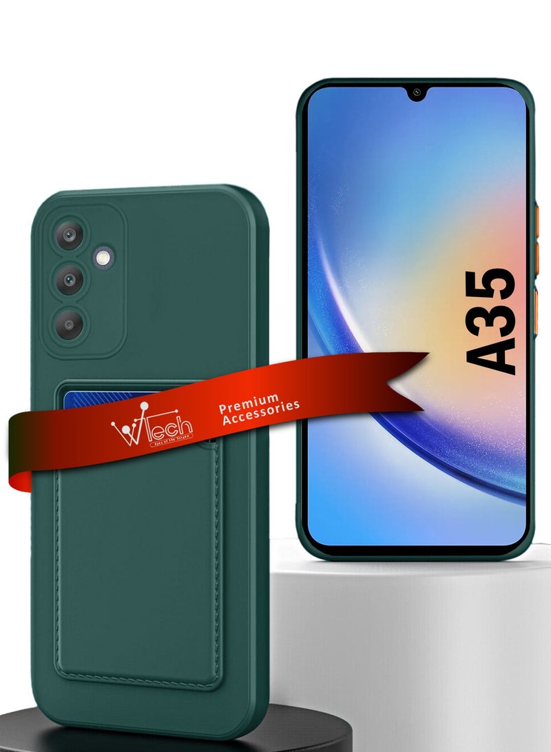 Wtech Silicone TPU With Card Holder Case Cover For Samsung Galaxy A35 5G 2024 Dark Green - Image 1