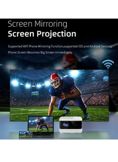 Mi VAZA Portable Projector, 1080p 4k Home Theater Video Projector, USB Mini Outdoor Movie Projector, Led Video Smart Home Theater Projectors For Home Office, (1pc, White 2)  - Image 4