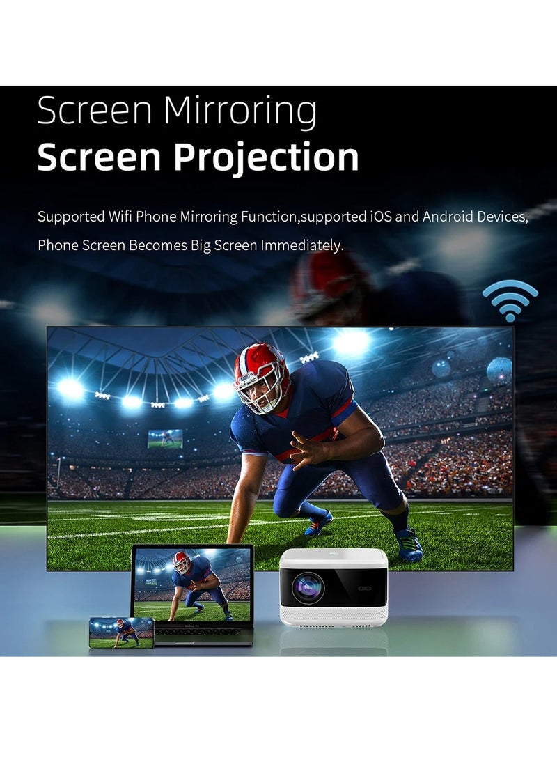Mi VAZA جهاز عرض محمول، جهاز عرض فيديو للسينما المنزلية بدقة 1080 بكسل و4K، جهاز عرض أفلام خارجي صغير بمنفذ USB، أجهزة عرض مسرح منزلي ذكية بتقنية LED للمكتب المنزلي، (قطعة واحدة، أبيض 2) - Image 4