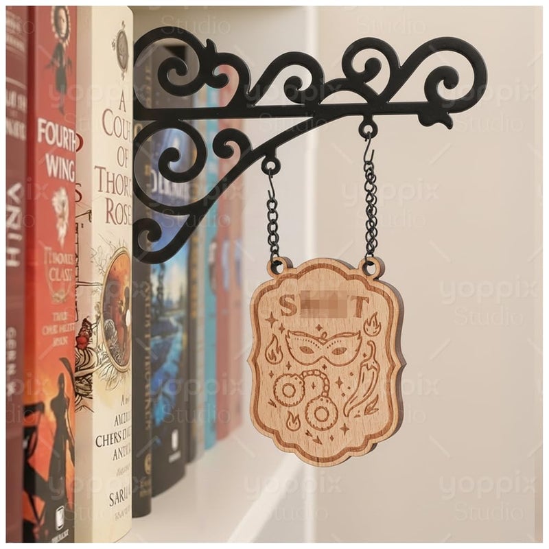 YOPPIX STUDIO YOPPIX Book Nook Tavern Signs, About Spicy Theme Bookshelf Label, with Hanging Bracket, Tavern Style Decoration, Unique Bookshelf Accessories, Home Library Book Divider as a Gift for Booklovers - Image 1