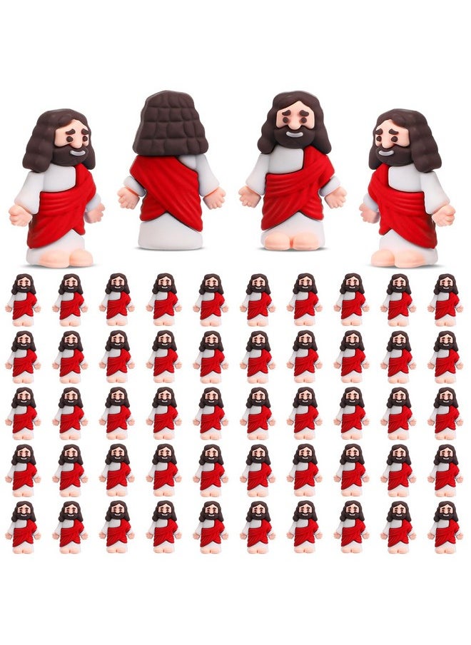 Bememo 50 Pcs Mini Jesus Figures Original Design Jesus Toys Little Jesus Figures To Hide And Seek Sunday School Religious Christmas Party Favors Gift(Red)  - Image 1