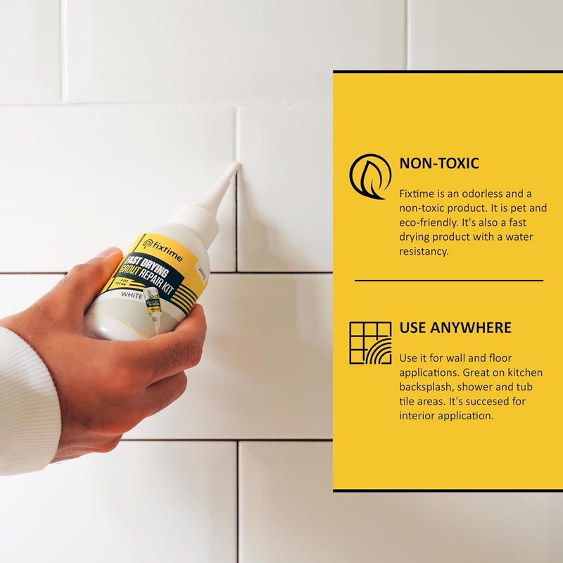 FIXTIME Grout Repair Kit - White Grout Filler Tube - Grout Crack Repair, Premixed Grout Filler Repair, Fast Drying Grout Sealer for Floor Tile - Spatula Included (White, 8oz) - Image 4