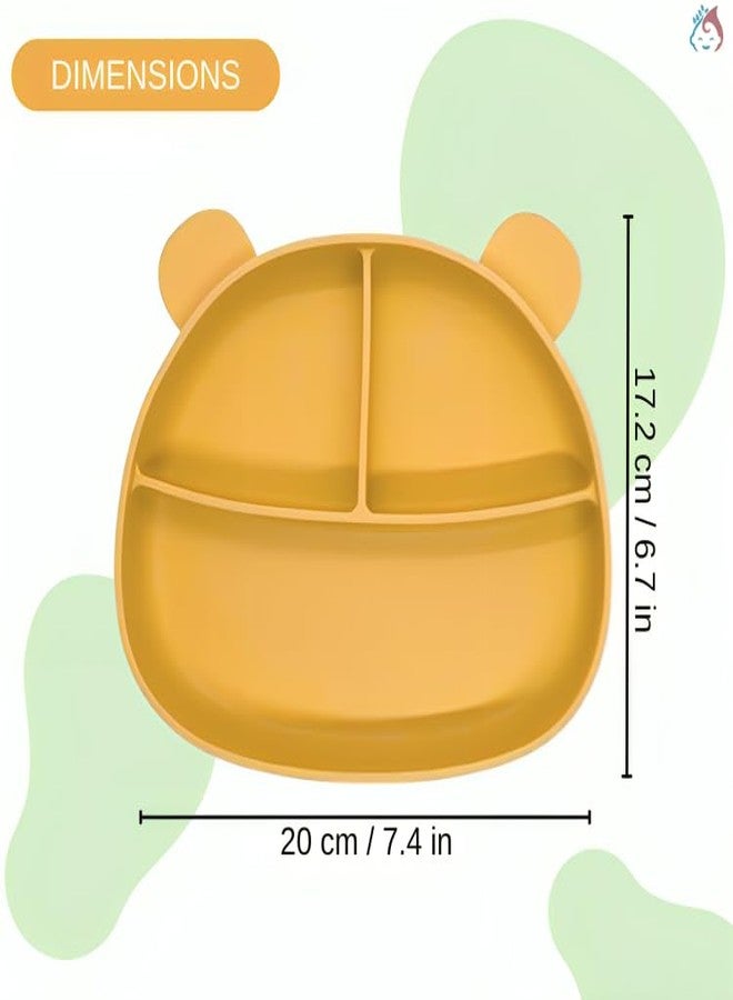 Babylief Baby Feeding Set, Silicone Plate with Suction Base and 2-in-1 (Sippy Cup & Snack Cup) Combo (Mustard Yellow) - Image 5
