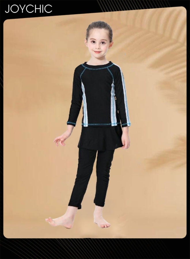 Joychic Girls' Conservative Quick-drying Swimwear for Kids Muslim Long Sleeve Full Cover Summer Sun Protection Beach Wear - Image 3