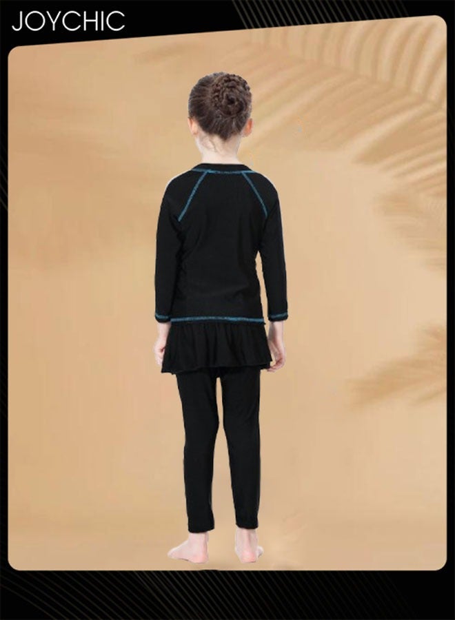 Joychic Girls' Conservative Quick-drying Swimwear for Kids Muslim Long Sleeve Full Cover Summer Sun Protection Beach Wear - Image 4