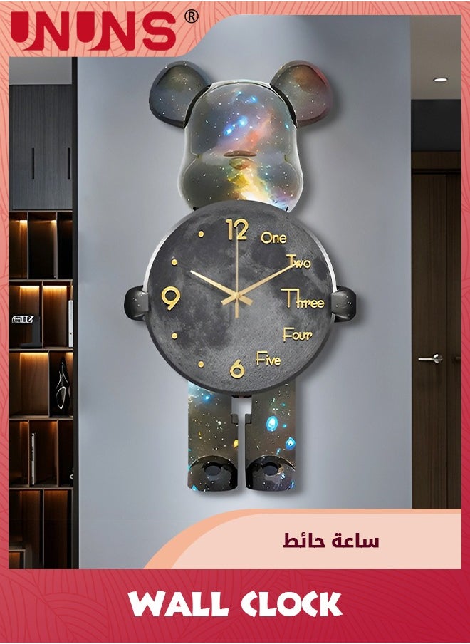 UNUNS - Large Wall Clocks For Living Room,Bear Shaped Modern Pendulum Wall Clock,Silent Quartz Battery Operated Non-Ticking For Bedroom Kitchen Office,12Inch - Image 1