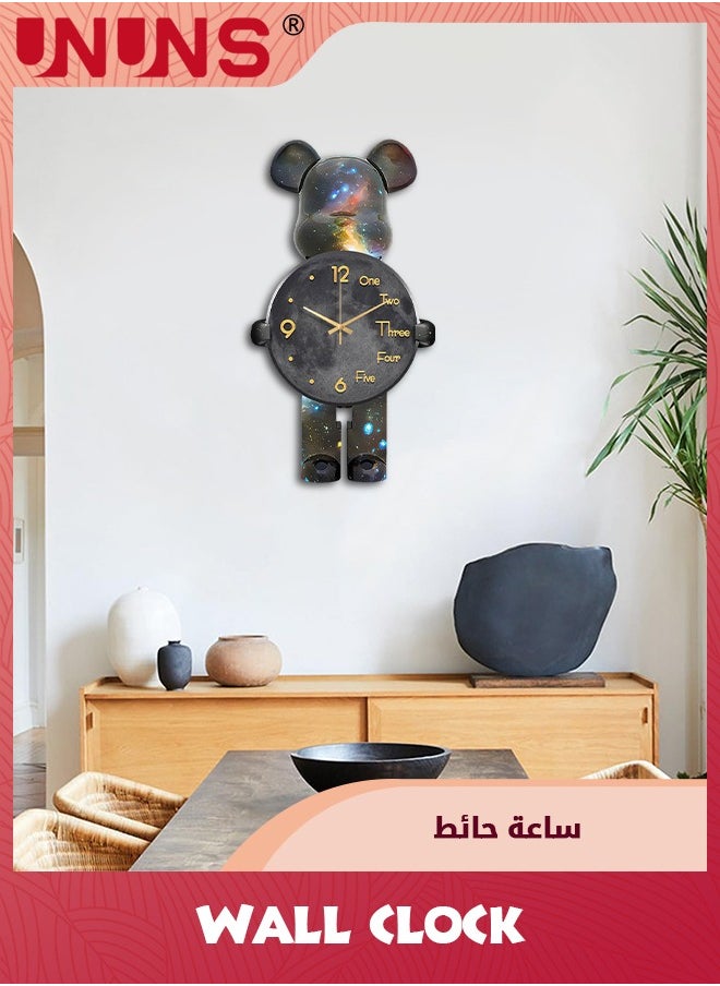 UNUNS - Large Wall Clocks For Living Room,Bear Shaped Modern Pendulum Wall Clock,Silent Quartz Battery Operated Non-Ticking For Bedroom Kitchen Office,12Inch - Image 1