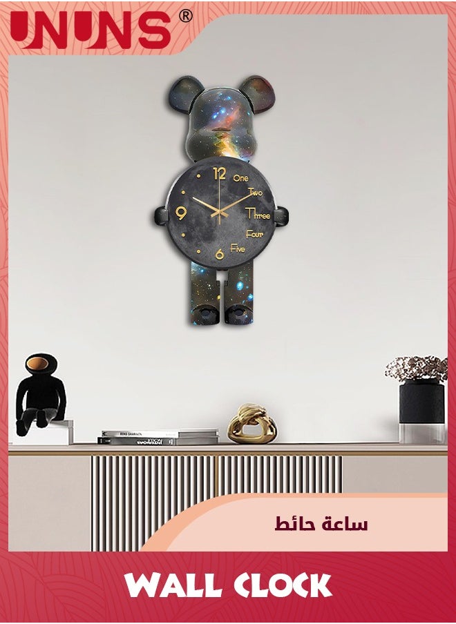 UNUNS - Large Wall Clocks For Living Room,Bear Shaped Modern Pendulum Wall Clock,Silent Quartz Battery Operated Non-Ticking For Bedroom Kitchen Office,12Inch - Image 1