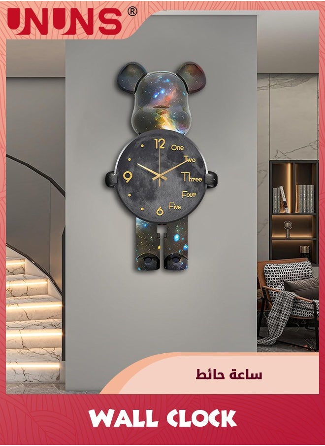 UNUNS - Large Wall Clocks For Living Room,Bear Shaped Modern Pendulum Wall Clock,Silent Quartz Battery Operated Non-Ticking For Bedroom Kitchen Office,12Inch - Image 1