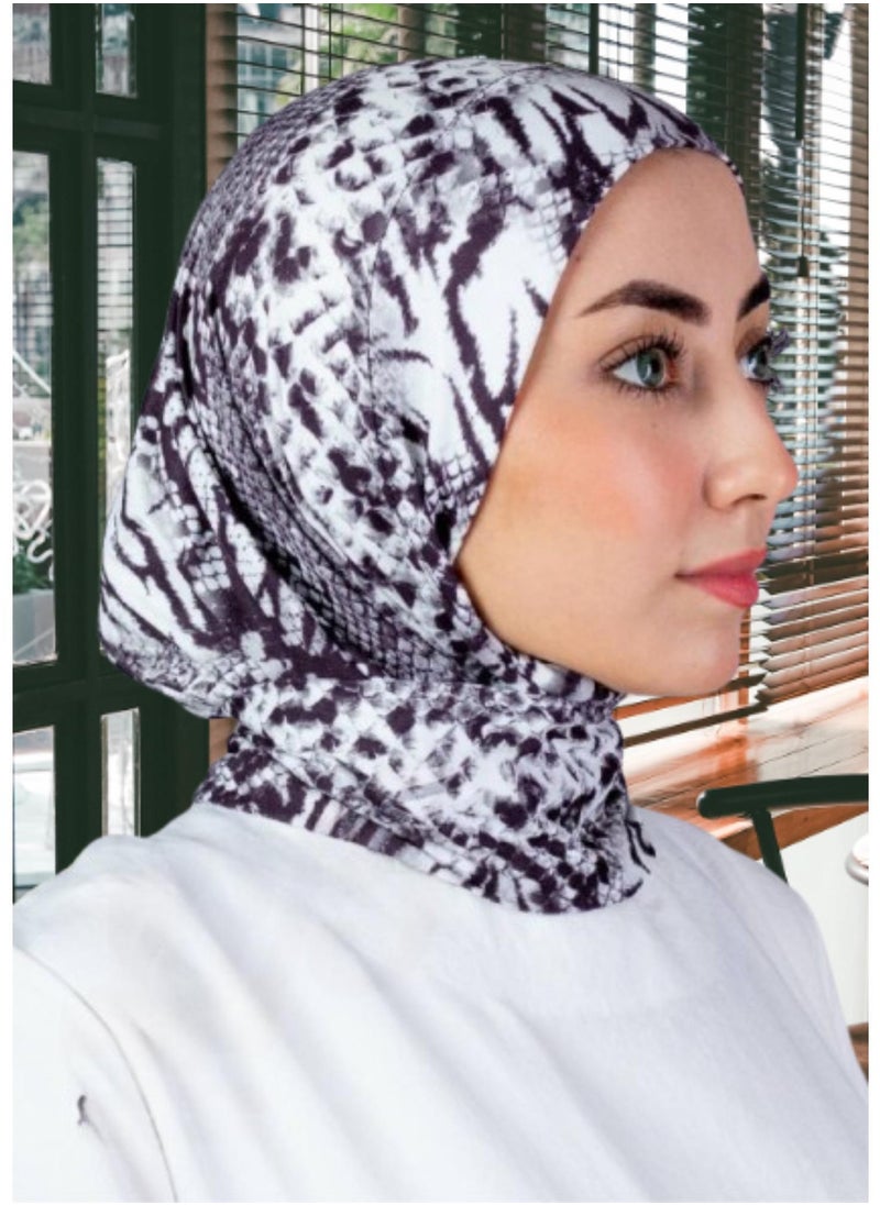 Generic - Stylish Kuwaiti scarf with a tie and two rust-proof snaps. Supersoft cotton hijab with 3D prints. Comfortable and easy to wear design, suitable for all seasons. - Image 1