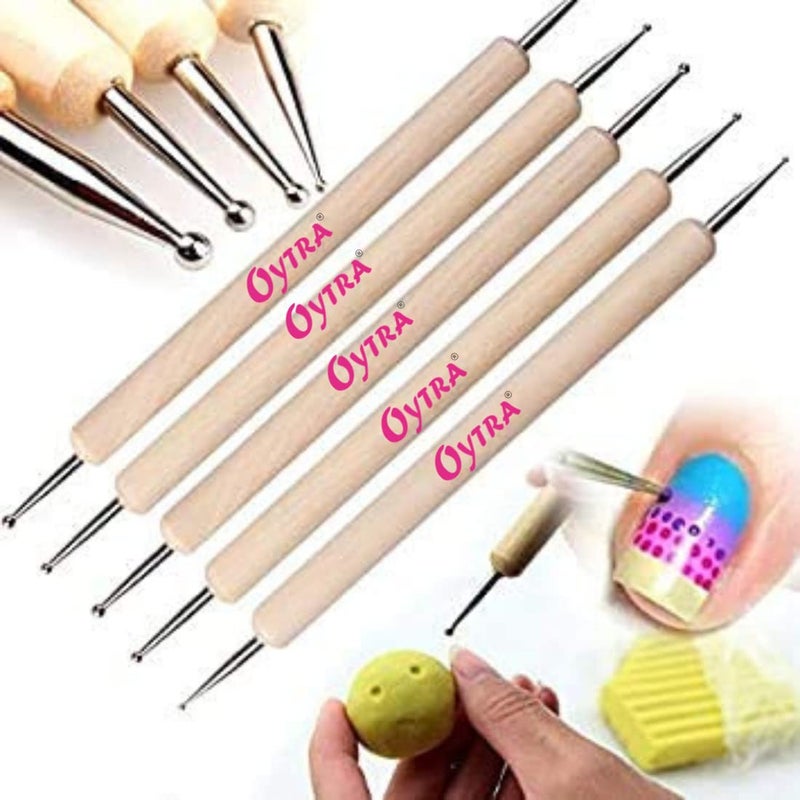 Oytra 5 Piece Wooden Dotting Tool Set Embossing Stylus for Mandala Clay Pottery Ceramic Nail Art and Polymer Clay - Image 2