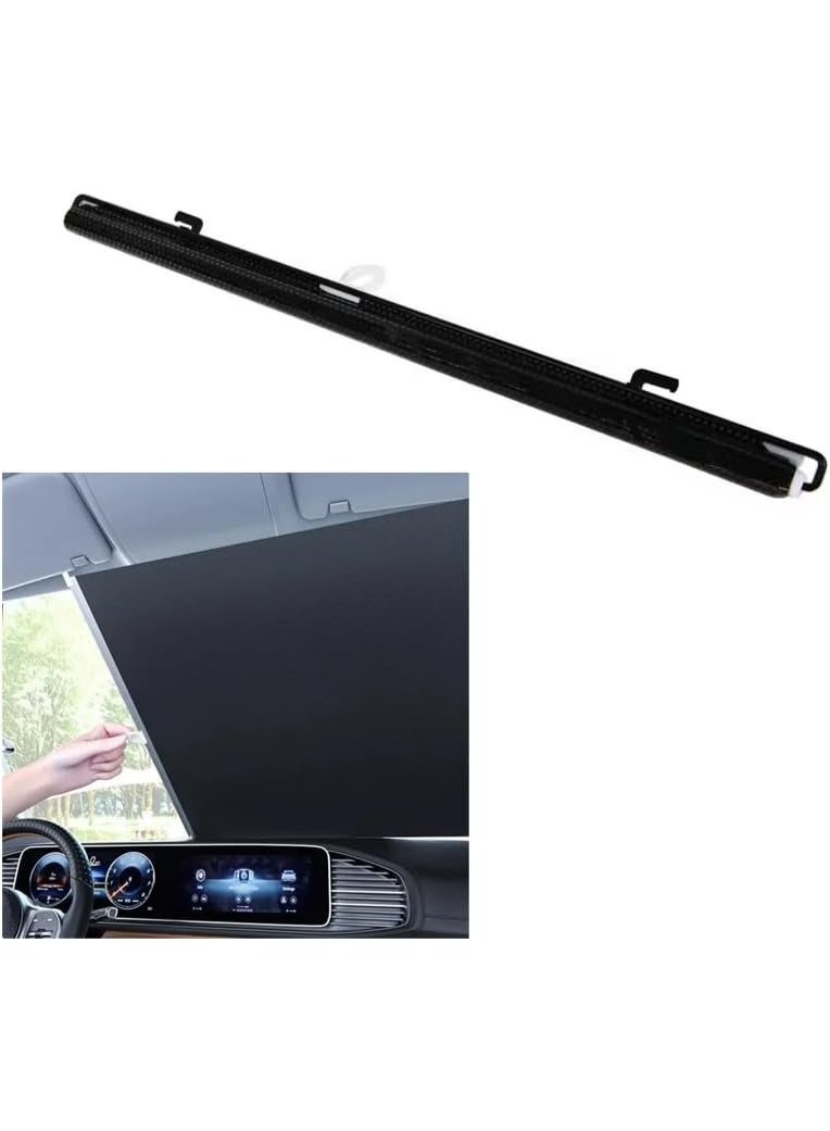 Car Side Curtain Sun Shade Roller Retractable Sun Shade for Kids UV Protection Sun Glare (Famia Black, 1 Piece, 125 * 45cm) - Image 1