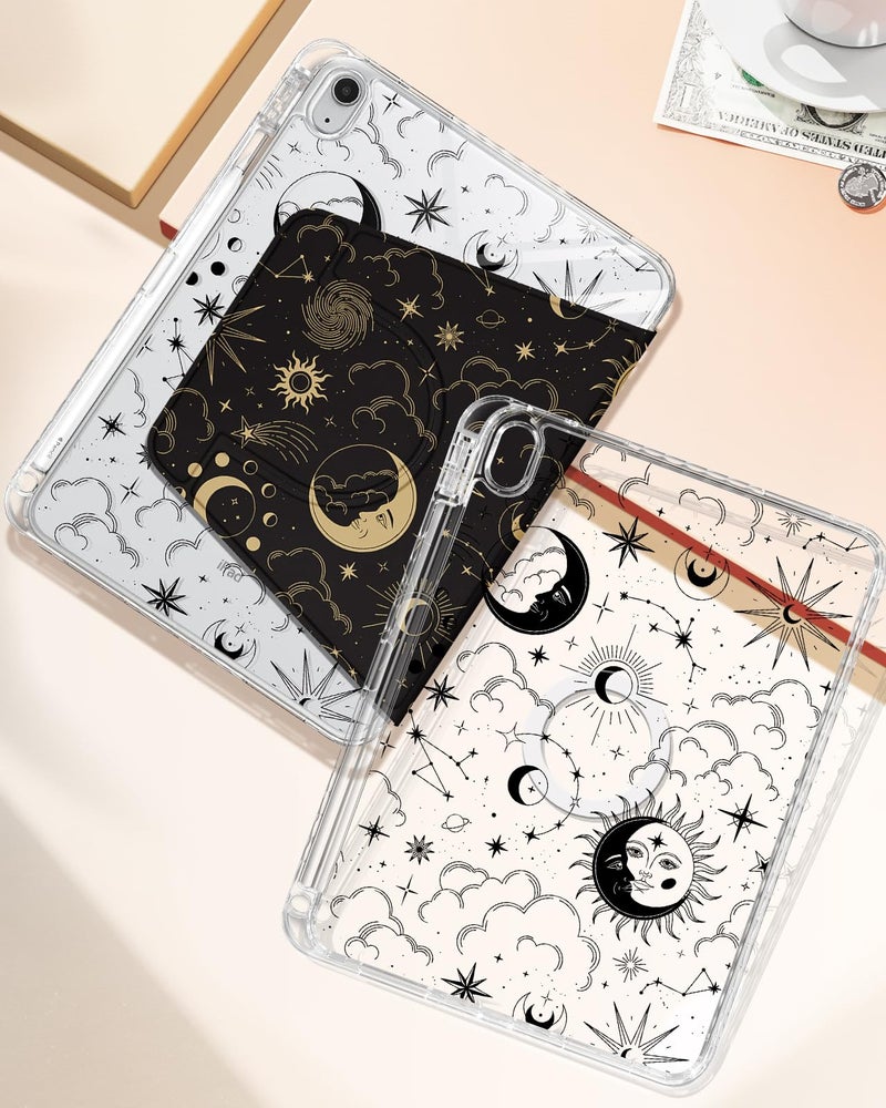 Shorogyt for iPad A16 11th Generation 11 inch 2025 /for i Pad 10th Generation case Magnetic Stand for Women - Cute Design 360 Degree Rotating Covers Girls Aesthetic with Pencil Holder,Sun Moon - Image 4