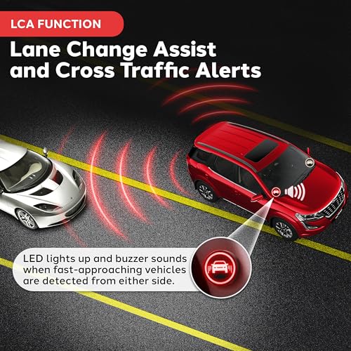 Pyle Ultrasonic Blind Spot Detection System, BSD Change Lane Safer, BSA BSM Blind Spot Monitoring Assistant Car Driving Security with Reverse Parking System, LED Buzzer Monitor, 5 Meter Range - Image 4