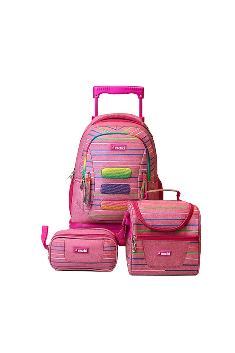 nuzki Nuzki Kids Backpack for Students , Backpack for Girls and Boys, 18 Inch Trolley School Backpack with Pencil Case Lunch Bag, 3 in 1 Bookbag Set for School Kids Trolley Travel Bag - Image 1