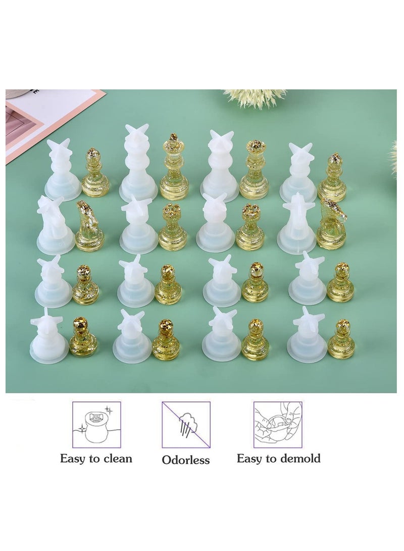 SOLARAE Chess Mold,16 Pcs 3D Silicone Chess Resin Mold Set, Chess Crystal Epoxy Casting Molds for DIY Crafts Making, Birthday Gift, Family Party, Family Board Games and Outdoor Games - Image 3
