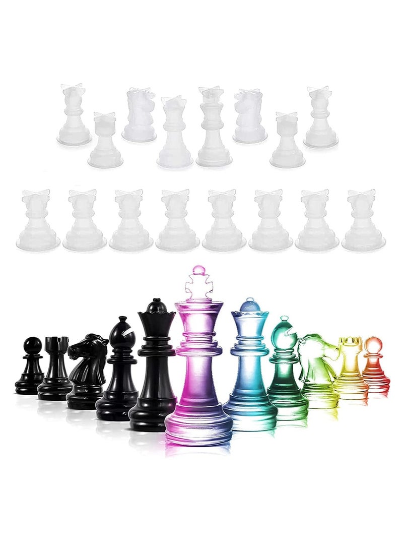 SOLARAE Chess Mold,16 Pcs 3D Silicone Chess Resin Mold Set, Chess Crystal Epoxy Casting Molds for DIY Crafts Making, Birthday Gift, Family Party, Family Board Games and Outdoor Games - Image 1