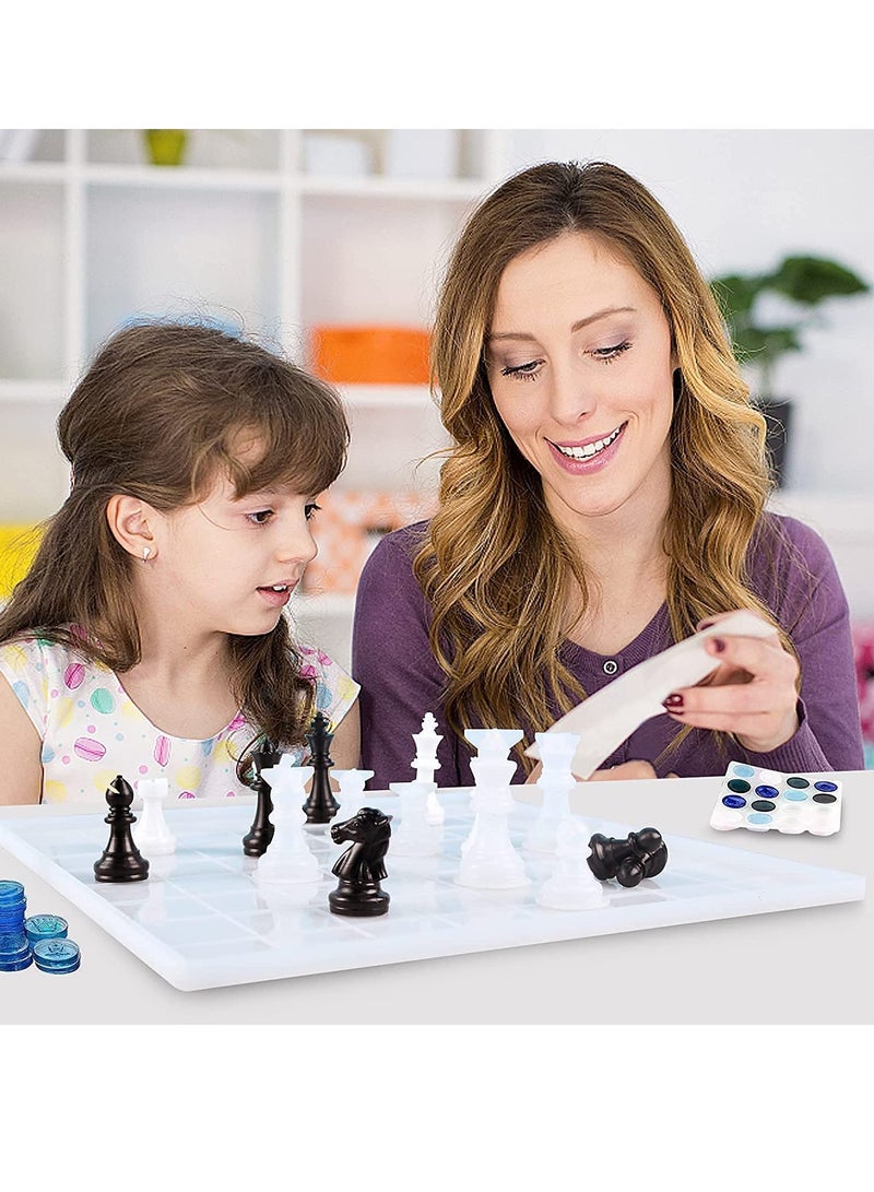 SOLARAE Chess Mold,16 Pcs 3D Silicone Chess Resin Mold Set, Chess Crystal Epoxy Casting Molds for DIY Crafts Making, Birthday Gift, Family Party, Family Board Games and Outdoor Games - Image 2