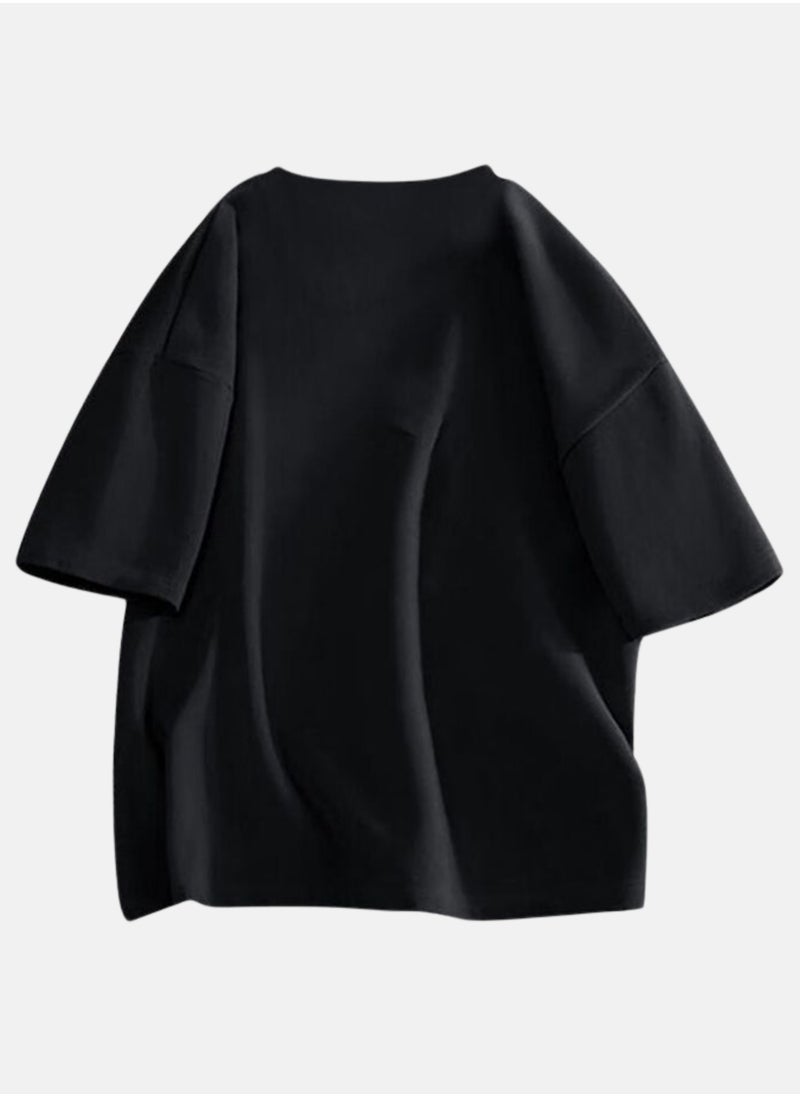 Thirty-One Plain Black Wolf Symbol Unisex Oversized T-shirt  - Image 2