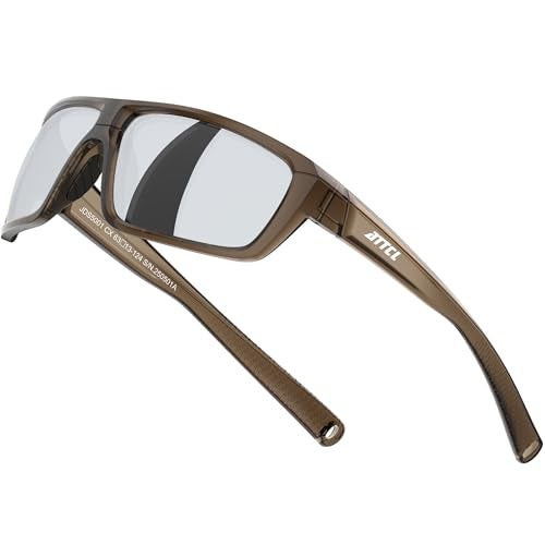 ATTCL Polarized Sunglasses Men for Fishing: UV Protection Lightweight TR90 Sports Wrap Sun Glasses Driving Golf Cycling Running 5001 Toushenka-Silver - Image 1