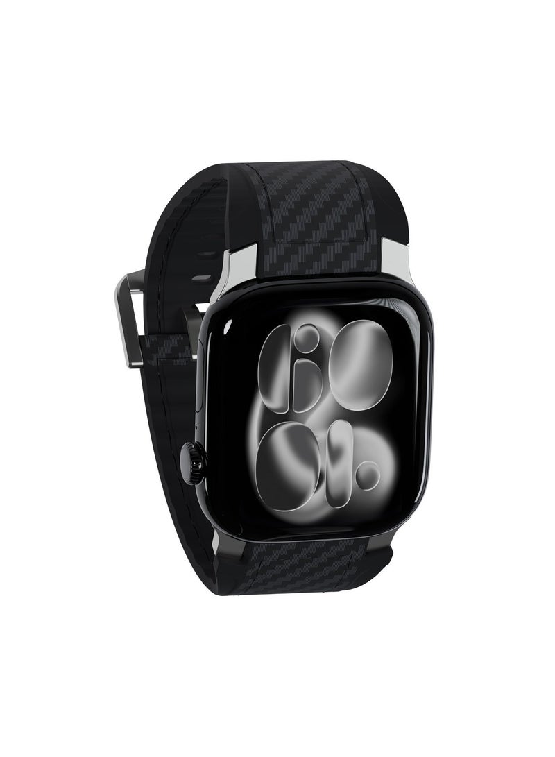 LEVELO Toray Smartwatch Silicone & Leather Strap, Sweat & Water Resistant, Adjustable Strap Fit, Breathable Dual-Layer Build, Designed for Apple Watch 11/10/9/8/7 Series – Black - Image 3