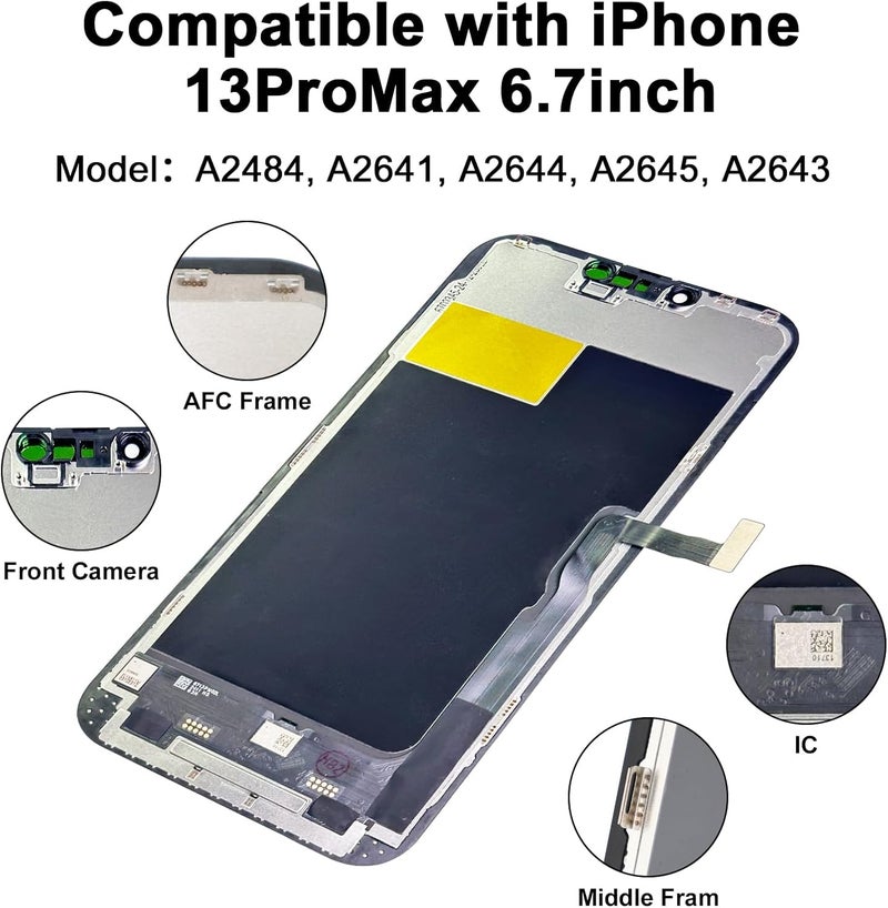 EFAITHFIX Store for iPhone 13 Pro Max Screen Replacement OLED [NOT LCD] 6.7'' Display 3D Touch Screen FHD Digitizer Assembly A2484 A2641 A2643 A2644 A2645 with Repair Tools Waterproof Tape Screen Protector - Image 4