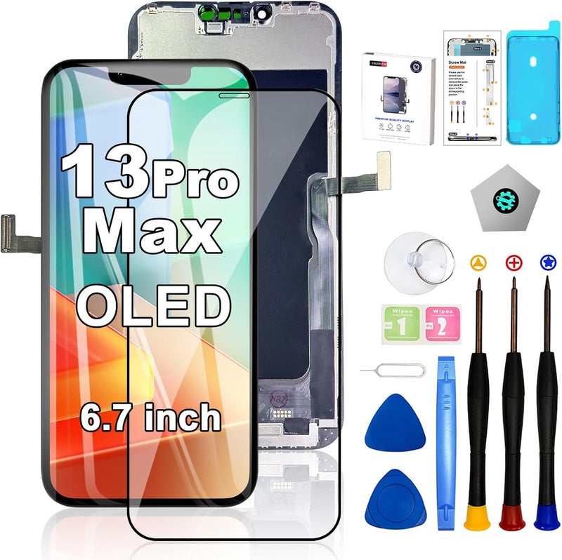 EFAITHFIX Store for iPhone 13 Pro Max Screen Replacement OLED [NOT LCD] 6.7'' Display 3D Touch Screen FHD Digitizer Assembly A2484 A2641 A2643 A2644 A2645 with Repair Tools Waterproof Tape Screen Protector - Image 1