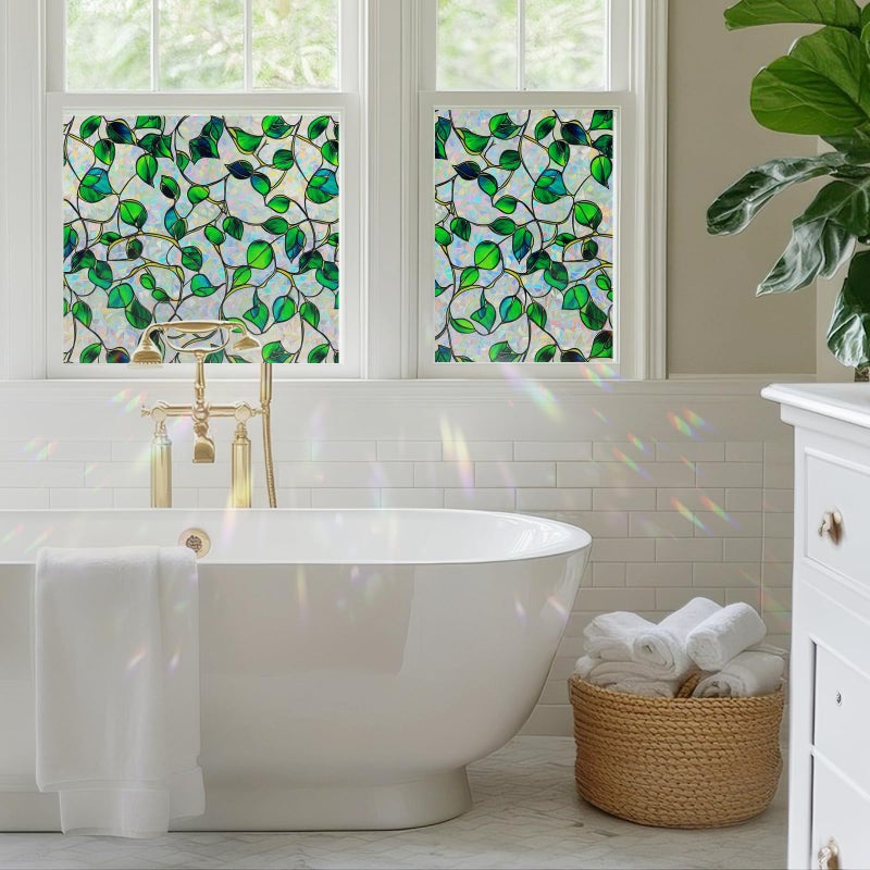 SOMWISE Rainbow Window Privacy Film,Heat Control,UV Blocking,Anti-Glare,Day & Night Privacy Protection & Decoration for Home, Bathroom,Glass Door,Static Cling,Renter-Friendly with Installation Tools - Image 2