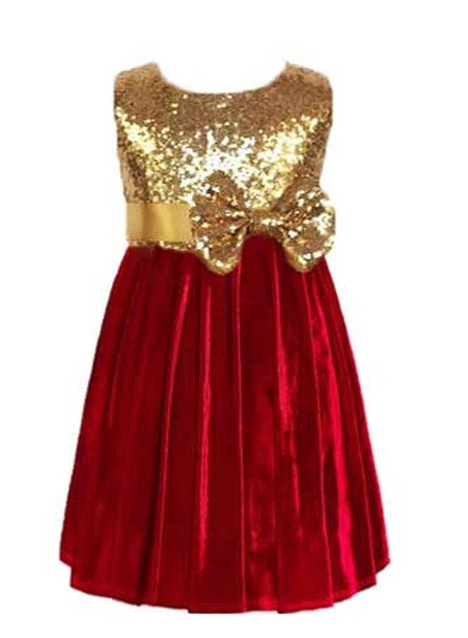 HIBA Santa claus red velvet sequence dress for kids baby girl 3-4 Years - Image 1