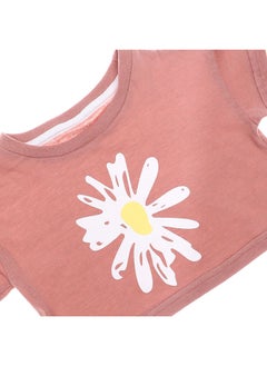 Printed Sun Flower Girls Tee - Cashmere, White & Yellow