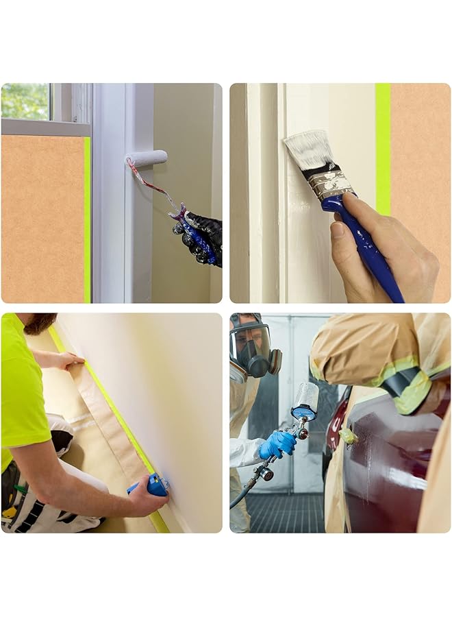 erorex Pre Taped Masking Paper For Painting 15Cm*12M Tape And Drape Painters Paper Paint Adhesive Protective Paper Roll For Covering Skirting Frames Cars And Auto Body 4 Rolls  - Image 2