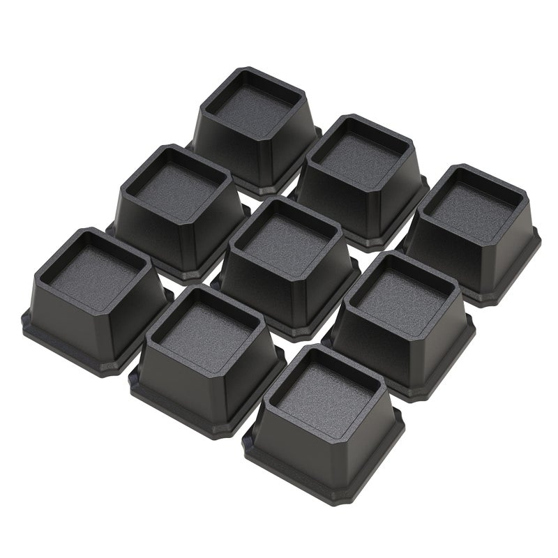 Whynonap Bed Risers 2 Inch Set of 9 Heavy Duty Bed Elevators Lifts Up 2000 lbs Furniture Riser for Sofa and Table Black