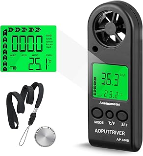 AOPUTTRIVER AOPUTTRIVER Anemometer Handheld Wind Speed Meter for Measuring Wind Speed Temperature and Max/Average/Current, High  - Image 1