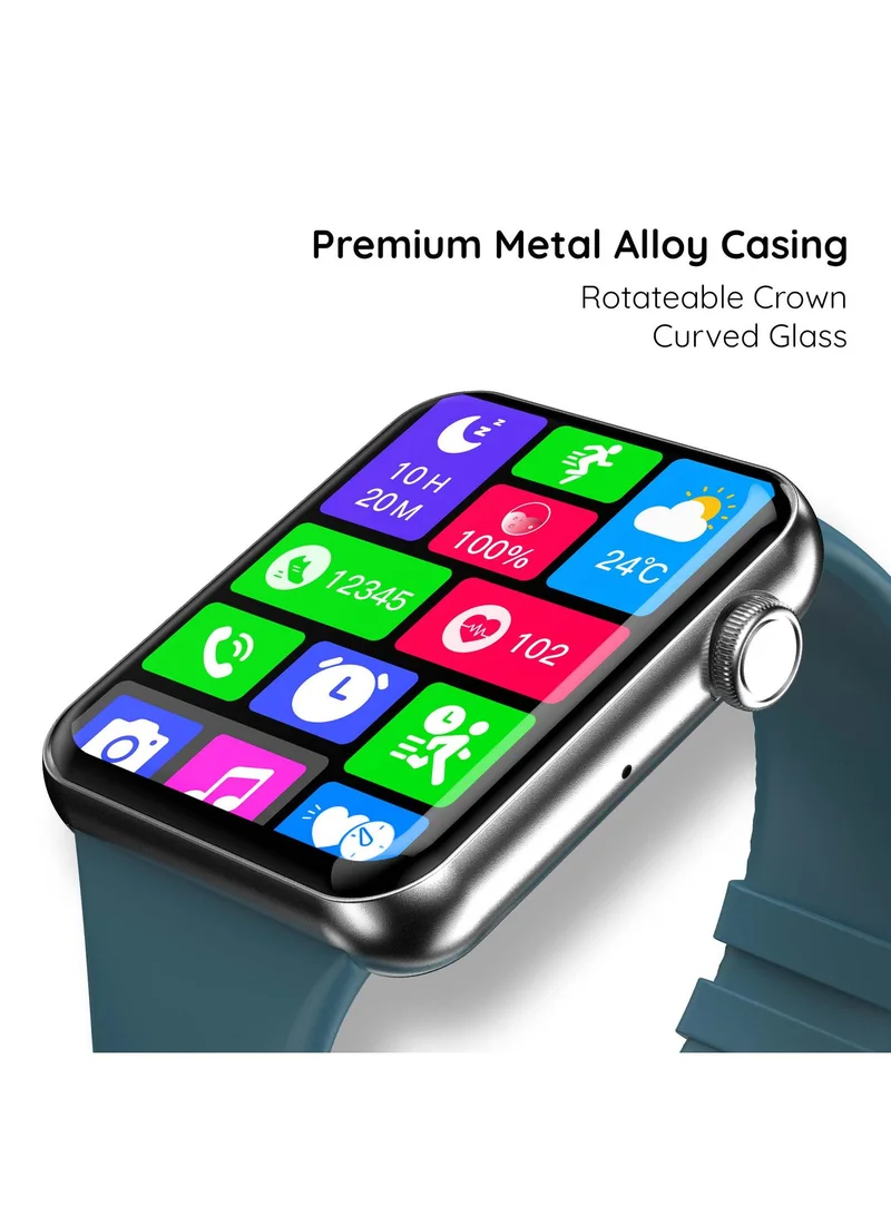 Pebble Vision 2.05" Smartwatch for Men and Women, Largest HD Display 600 Nits Brightness, Bluetooth Calling, HR & BP Monitor, Voice Assistance, Alarm & Notifications - Forest Green
