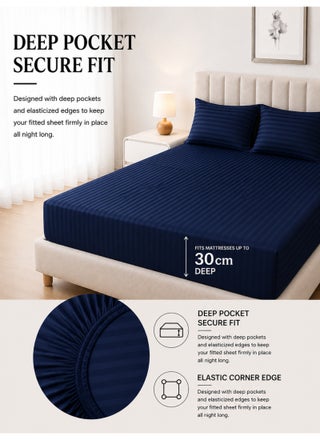 4-Piece King Size Sheet Set – Striped Microfiber