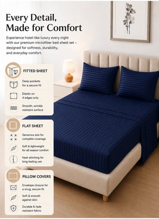 4-Piece King Size Sheet Set – Striped Microfiber