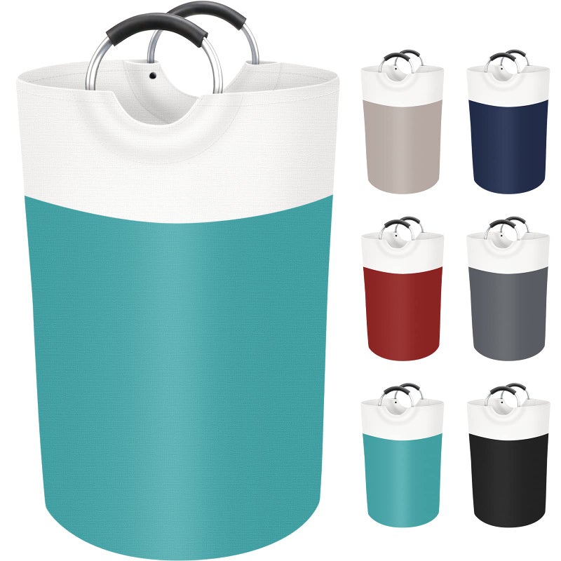 BlissTotes 75L Laundry Basket Freestanding Laundry Hamper Collapsible Dirty Clothes Hamper Waterproof Fabric with Foam Protected Aluminum Handles for College Dorm Family Green