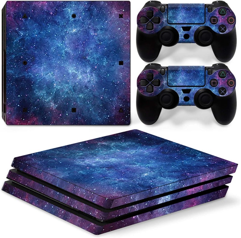 Asokex Ps4 Pro Stickers Full Body Vinyl Skin Decal Cover for PlayStation 4 Console Controllers (with 4pcs Led Lightbar Stickers) (PS4 Pro Console (Blue Starry Sky)) - Image 1