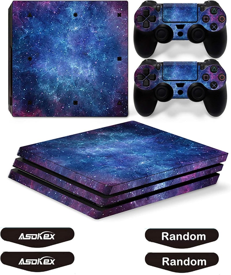 Asokex Ps4 Pro Stickers Full Body Vinyl Skin Decal Cover for PlayStation 4 Console Controllers (with 4pcs Led Lightbar Stickers) (PS4 Pro Console (Blue Starry Sky)) - Image 3