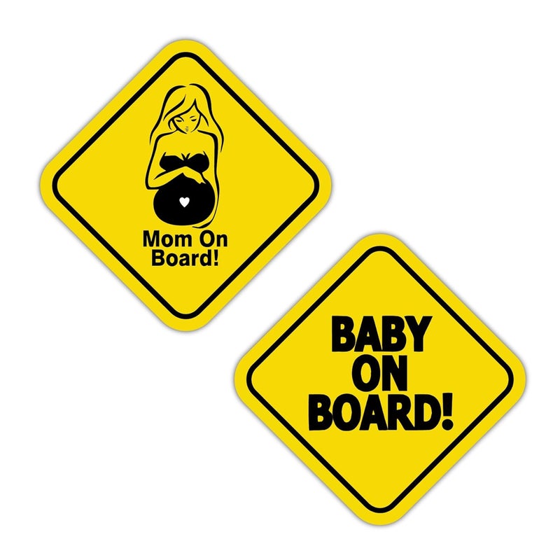 Stickloop Bump On Board and Baby On Board Car Sticker | Pregnant Women and Kids Safety Sign Window Sticker for Vehicle Glass (Mom & Kid On Board) - Image 1