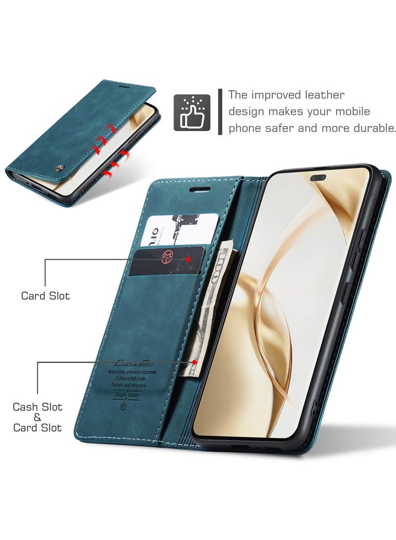 CaseMe Phone Case Luxury PU Leather Design 013 Flip Cover Card Slot Holder Cover For Honor 200 pro (Green) - Image 2