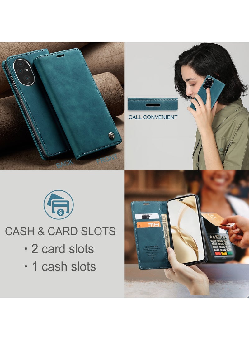 CaseMe Phone Case Luxury PU Leather Design 013 Flip Cover Card Slot Holder Cover For Honor 200 pro (Green) - Image 4