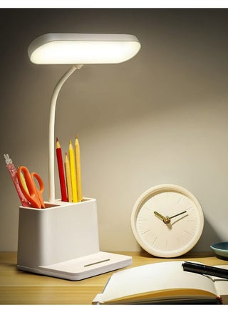 Desk Lamp, LED Table Light for Home Office Lighting, 3 Modes Study Lamp, Dimmable Office Light, Small Desk Lamp with Rechargeable USB Charging Port and Pen Holder, White - pzsku/ZF6637CD448A189AF7E33Z/45/1742443177/0a79f0b9-d51c-4eac-aa59-8a5a5dee36b6
