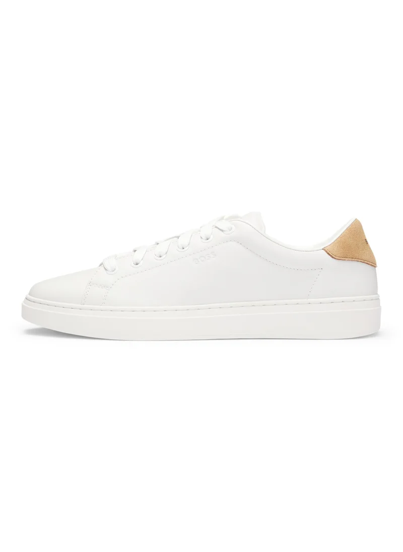 بوس Leather trainers with suede backtab