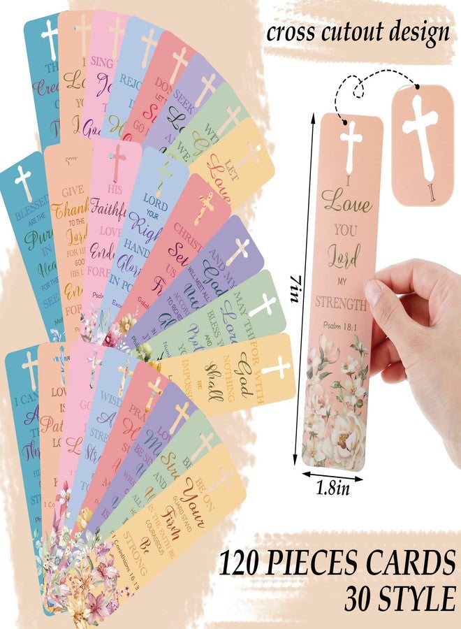 Teling 120 Pieces Bible Verses Bookmarks with Hollow Cross for Women Scripture Bookmarks Christian Book Markers for Women Men Church Gifts Supplies (Flower) - Image 2