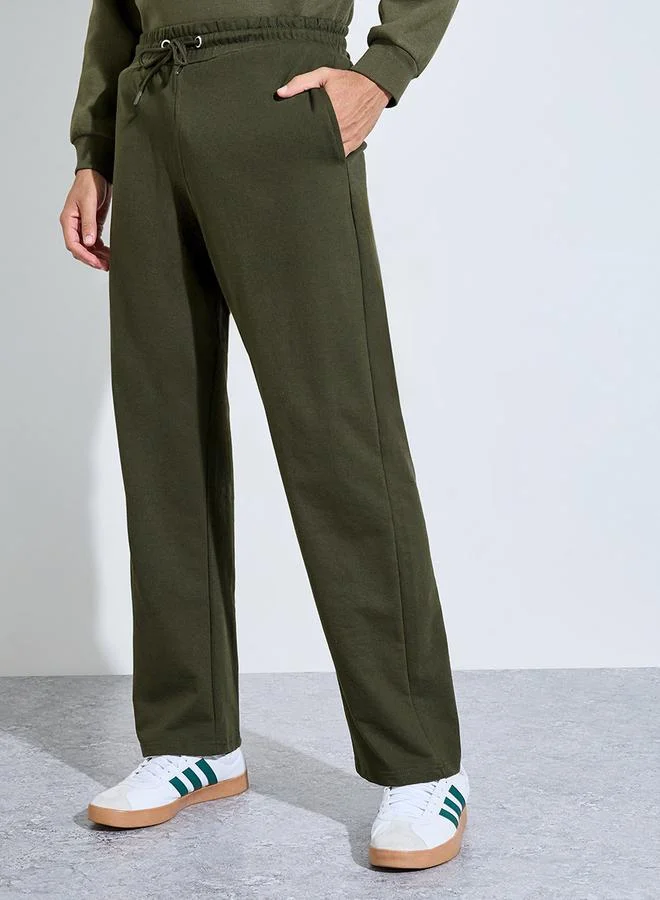 ستايلي Men Green Open Hem Relaxed Fit Joggers